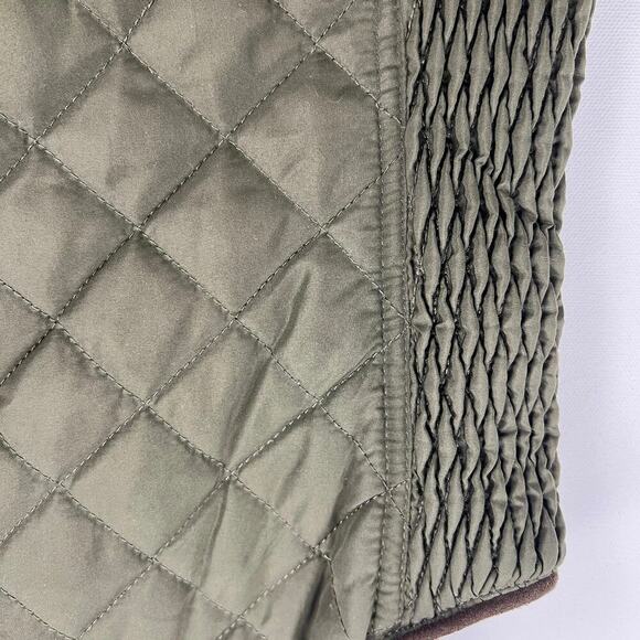 Blue Rain by Francesca's Army Green Puffer Insulated Vest Crosshatch Size S - Picture 4 of 10